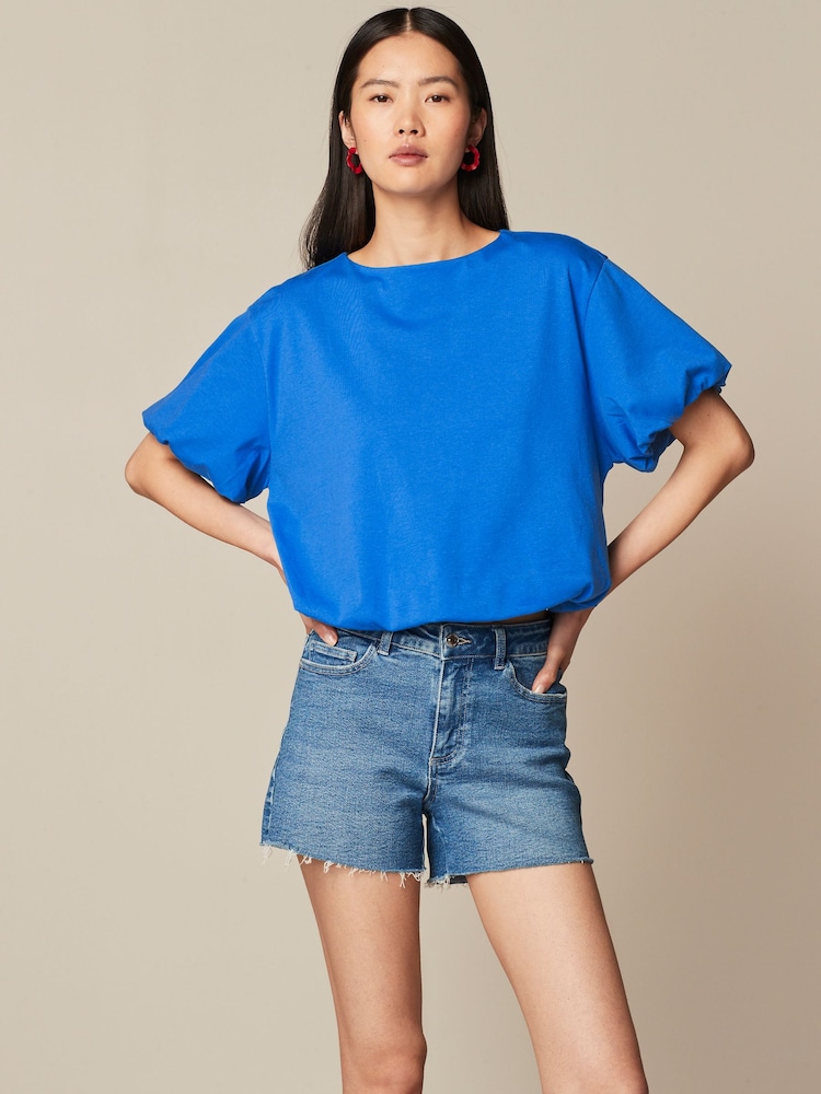 Cobalt Blue Short Sleeve Bubble Hem T-Shirt - Image 2 of 6