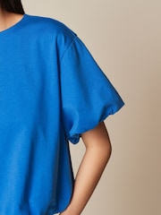 Cobalt Blue Short Sleeve Bubble Hem T-Shirt - Image 3 of 6