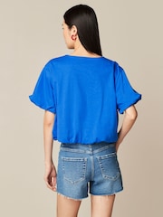Cobalt Blue Short Sleeve Bubble Hem T-Shirt - Image 4 of 6
