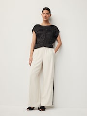 Navy Cap Sleeve Drawstring Detail Top - Image 2 of 6