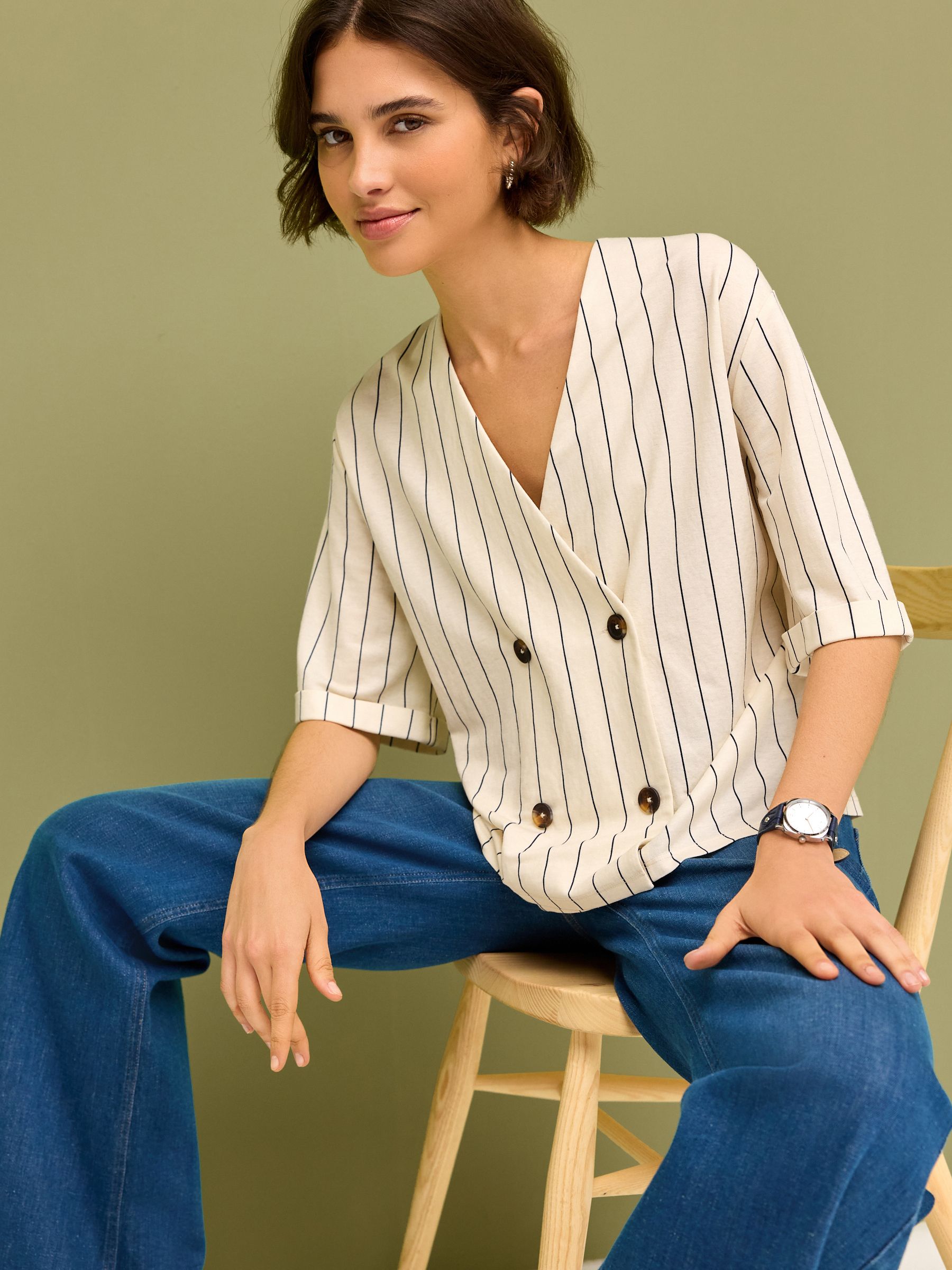 Buy White Blue Stripe Short Sleeve Waistcoat from Next