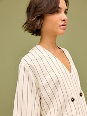 White Blue Stripe Short Sleeve Waistcoat - Image 5 of 7