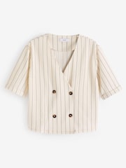 White Blue Stripe Short Sleeve Waistcoat - Image 6 of 7