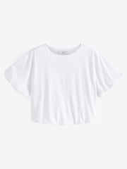 White Short Sleeve Bubble Hem T-Shirt - Image 1 of 6