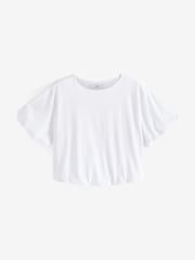 White Short Sleeve Bubble Hem T-Shirt - Image 2 of 6