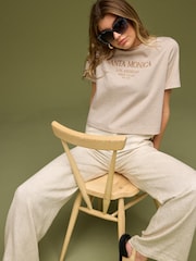 Oatmeal Short Sleeve Heavyweight Shorter Length Top - Image 4 of 6