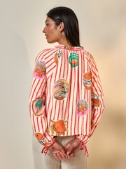 Bright Stripe Tie Detail Blouse - Image 2 of 3