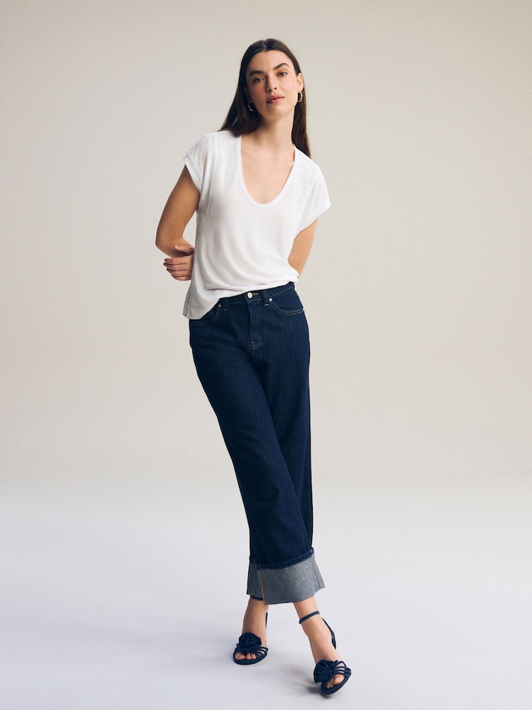 White Premium Modal Rich Short Sleeve Scoop Neck T-Shirt - Image 2 of 7