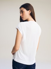 White Premium Modal Rich Short Sleeve Scoop Neck T-Shirt - Image 4 of 7