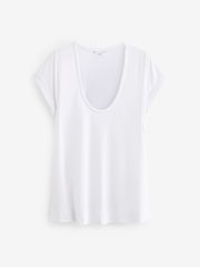 White Premium Modal Rich Short Sleeve Scoop Neck T-Shirt - Image 6 of 7