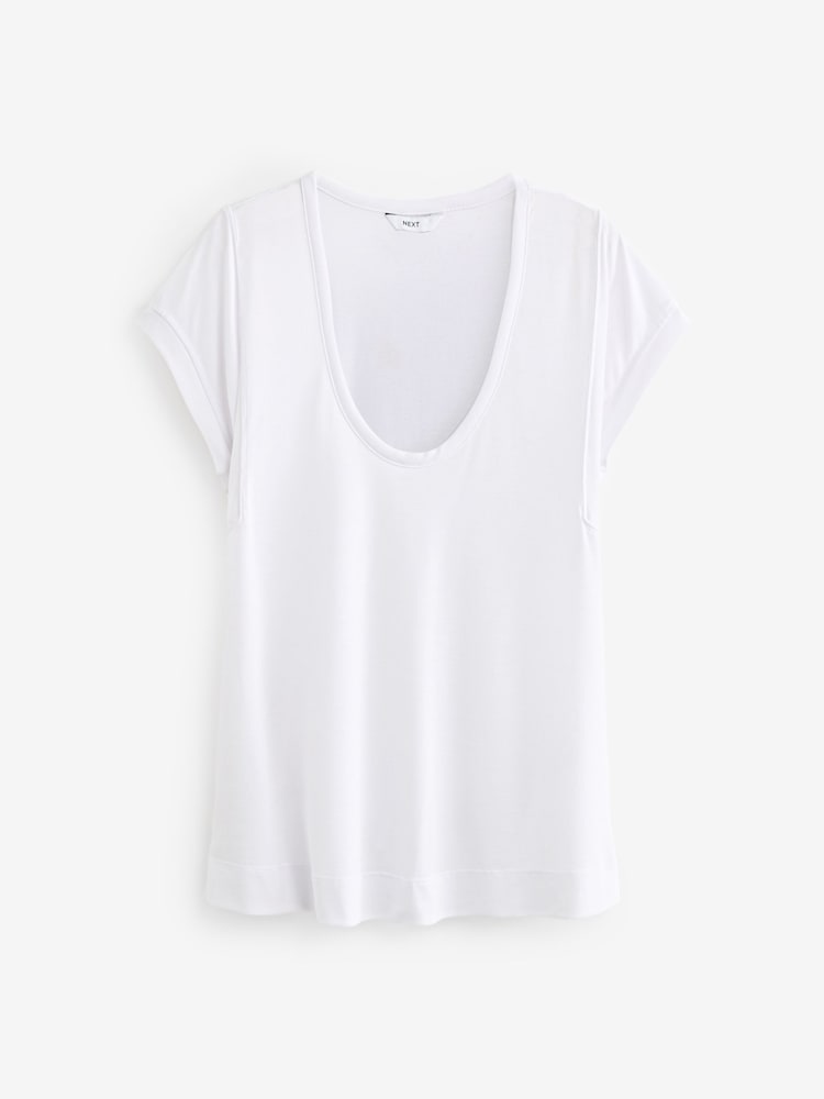 White Premium Modal Rich Short Sleeve Scoop Neck T-Shirt - Image 6 of 7
