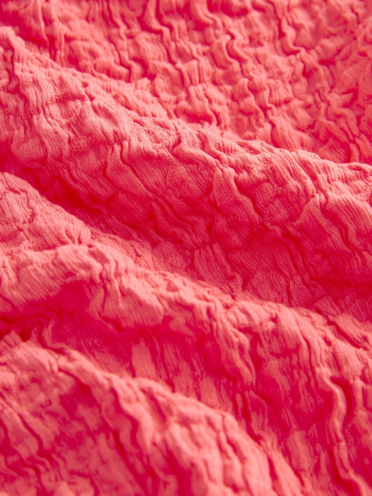 Pink Textured Twist Front Short Sleeve Top - Image 6 of 6