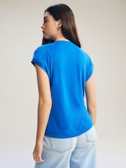 Cobalt Blue Premium Modal Rich Short Sleeve Scoop Neck T-Shirt - Image 3 of 7