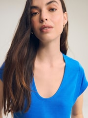 Cobalt Blue Premium Modal Rich Short Sleeve Scoop Neck T-Shirt - Image 4 of 7