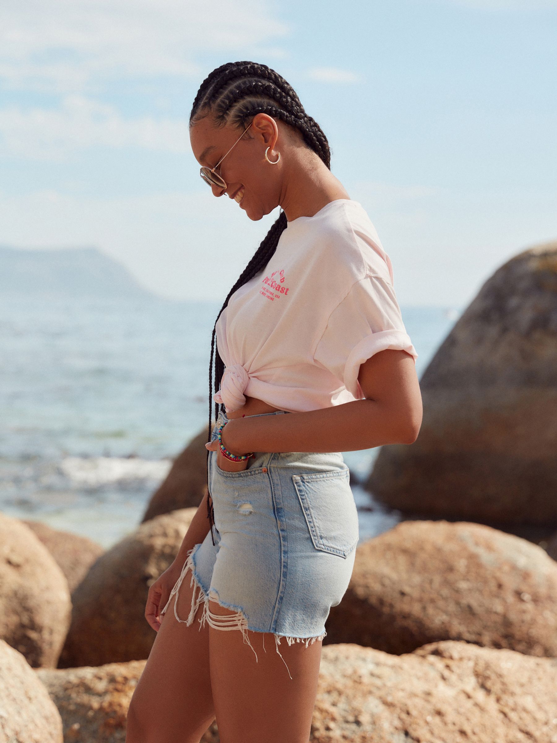 Buy Pink Graphic Bold Summer Print Graphic Short Sleeve Crew