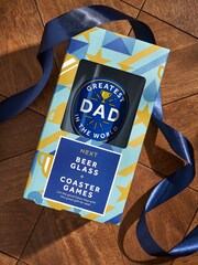 Blue Greatest Dad Beer Glass And Coaster Set - Image 1 of 5
