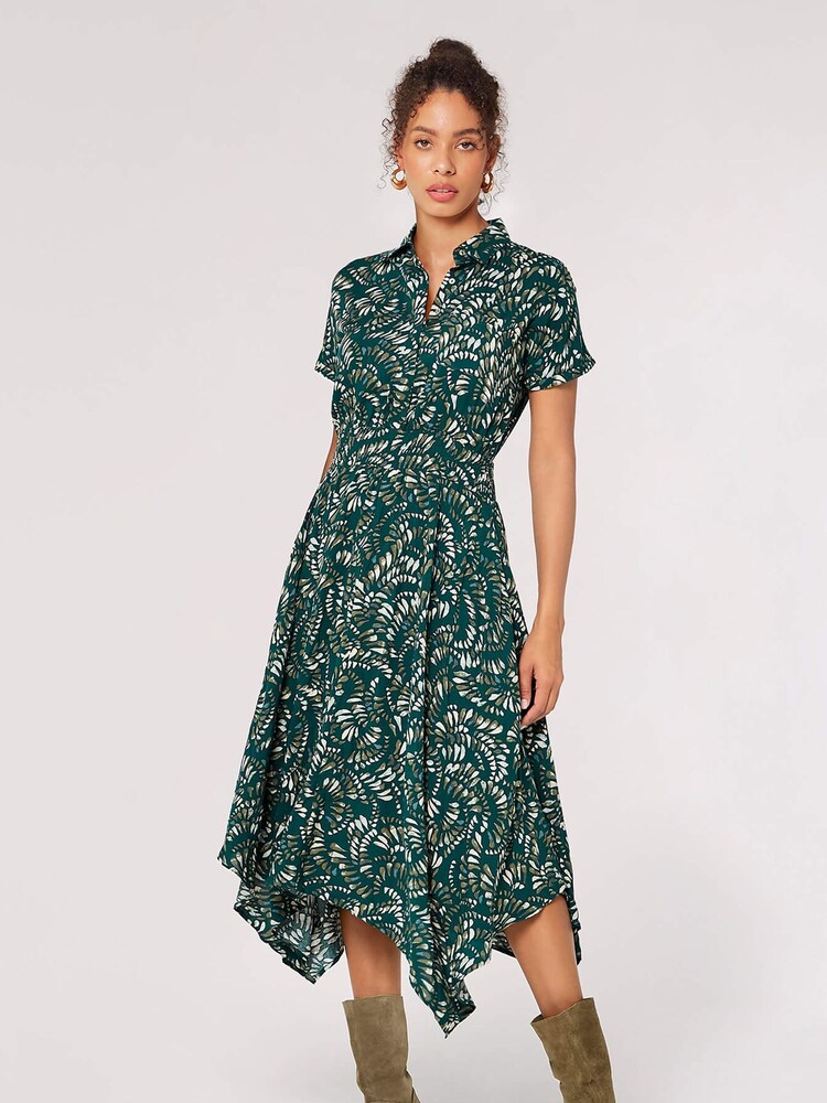 Apricot Green Semi Circle Block Shirt Midi Dress - Image 1 of 4 Apricot Green Semi Circle Block Shirt Midi Dress - Image 1 of 4