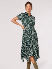 Apricot Green Semi Circle Block Shirt Midi Dress - Image 3 of 4