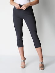 Roman Grey Chrome Cropped Stretch Capri Trousers - Image 1 of 4