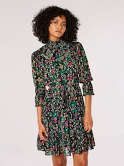 Apricot Black Enchanted Folk Gold Foil High Neck Dress - Image 1 of 4