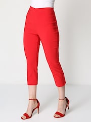 Roman Red Cropped Stretch Capri Trousers - Image 1 of 4
