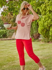 Roman Red Cropped Stretch Capri Trousers - Image 3 of 4