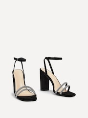 Linzi Black Imera Block Heeled Sandals With Diamante Front Strap - Image 4 of 6