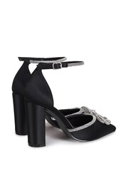 Linzi Black Flourish Closed Toe Block Heels With Round Diamante Trim - Image 4 of 4
