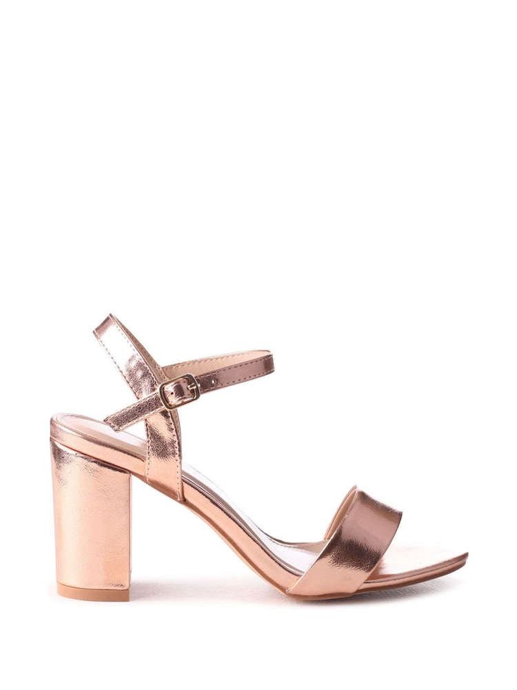 Linzi Rose Gold Skyline Open Back Barely There Block Heeled Sandals - Image 2 of 4 Linzi Rose Gold Skyline Open Back Barely There Block Heeled Sandals - Image 2 of 4