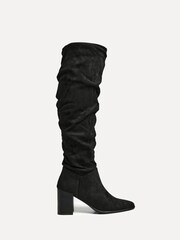 Linzi Black Escada Knee High Boots With Leather Stacked Heel - Image 5 of 5