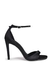 Linzi Black Kourtney Satin Heeled Sandals With Thin Front Strap - Image 2 of 4