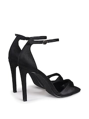 Linzi Black Kourtney Satin Heeled Sandals With Thin Front Strap - Image 4 of 4