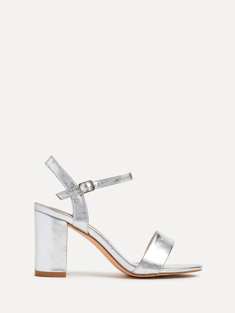 Linzi Silver Skyline Open Back Barely There Block Heeled Sandals - Image 2 of 5