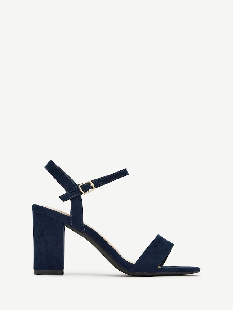 Linzi Navy Skyline Open Back Barely There Block Heeled Sandals - Image 2 of 5