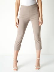 Roman Brown Chrome Cropped Stretch Capri Trousers - Image 1 of 4