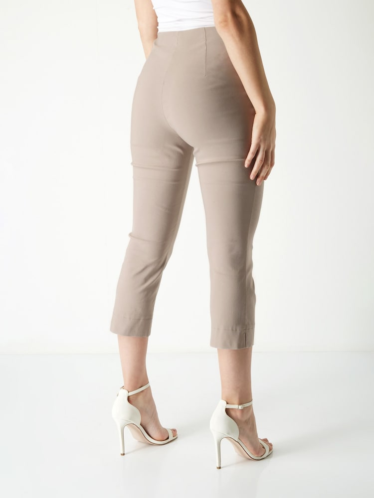 Roman Brown Chrome Cropped Stretch Capri Trousers - Image 2 of 4