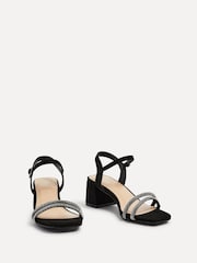 Linzi Black Bunty Block Heeled Sandals With Diamante Trim - Image 4 of 6