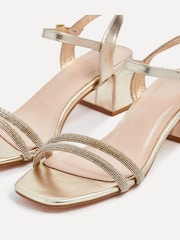 Linzi Gold Bunty Block Heeled Sandals With Diamante Trim - Image 4 of 5