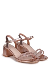 Linzi Rose Gold Bunty Block Heeled Sandals With Diamante Trim - Image 3 of 4