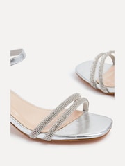 Linzi Silver Bunty Block Heeled Sandals With Diamante Trim - Image 4 of 5
