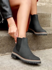 Linzi Black Classic Pull On Casual Chelsea Boots - Image 1 of 4