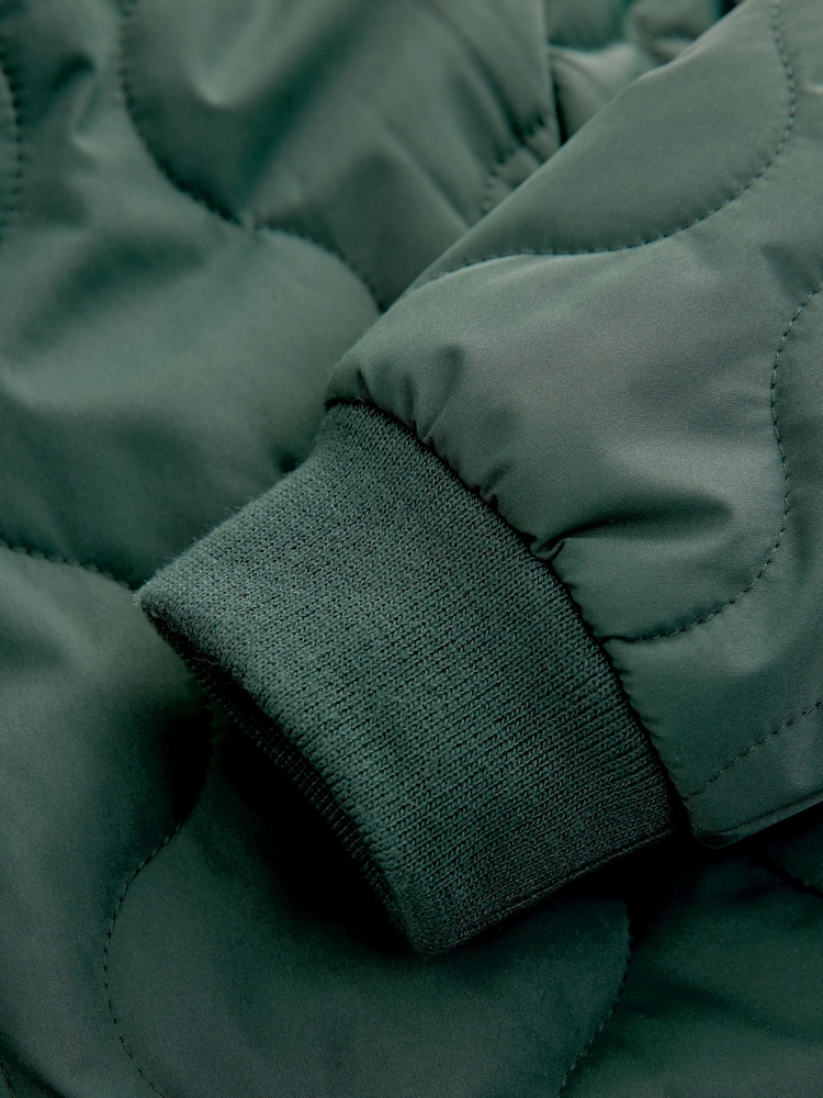 Green Quilted Borg Fleece Lined Shower Resistant Coat (3mths-7yrs) - Image 12 of 12