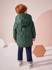 Green Quilted Borg Fleece Lined Shower Resistant Coat (3mths-7yrs) - Image 3 of 12