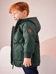Green Quilted Borg Fleece Lined Shower Resistant Coat (3mths-7yrs) - Image 4 of 12