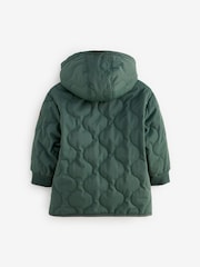 Green Quilted Borg Fleece Lined Shower Resistant Coat (3mths-7yrs) - Image 8 of 12