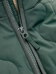 Green Quilted Borg Fleece Lined Shower Resistant Coat (3mths-7yrs) - Image 9 of 12