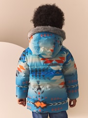 Blue Aztec Print Padded Jacket (3mths-7yrs) - Image 2 of 11