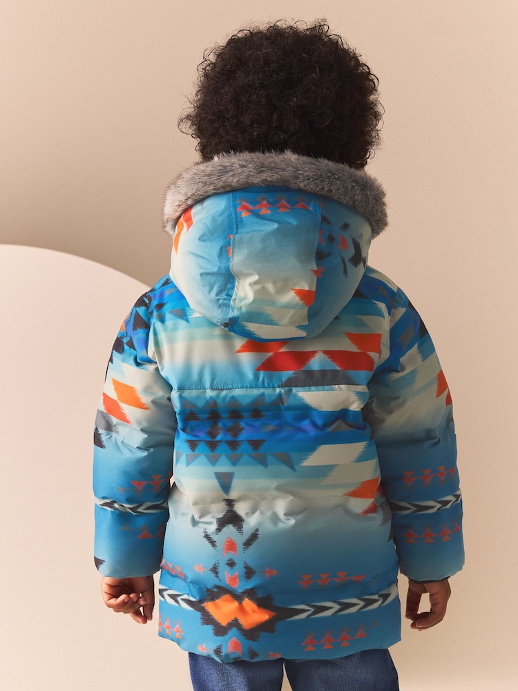 Blue Aztec Print Padded Jacket (3mths-7yrs) - Image 2 of 11