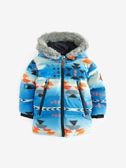 Blue Aztec Print Padded Jacket (3mths-7yrs) - Image 6 of 11