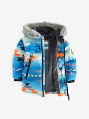 Blue Aztec Print Padded Jacket (3mths-7yrs) - Image 7 of 11